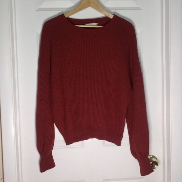 Lush Puff Sleeve Ribbed Sweater In Copper Size L - Picture 4 of 12